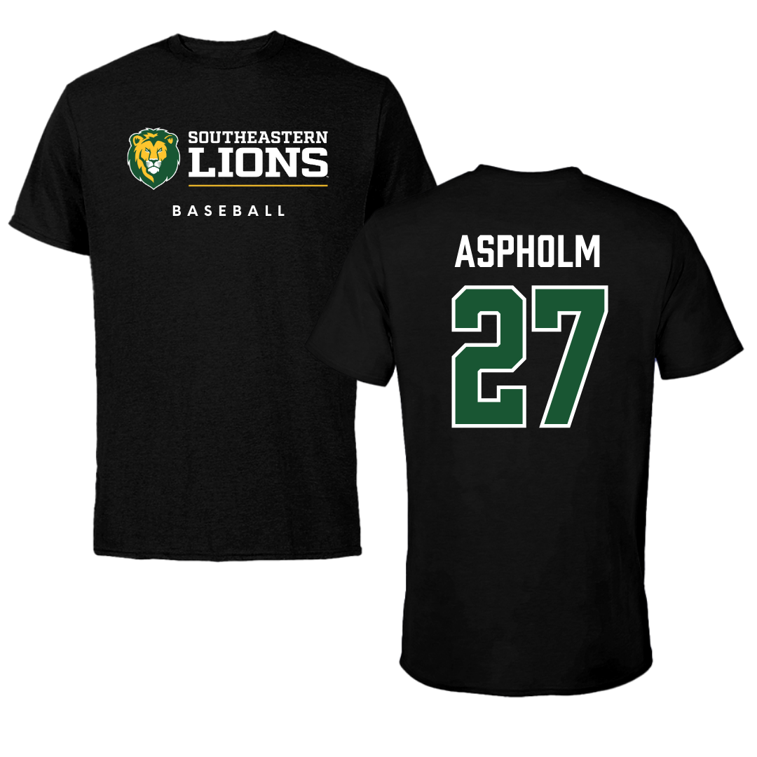Southeastern Louisiana University Baseball Black Tee  - #27 Dalton Aspholm