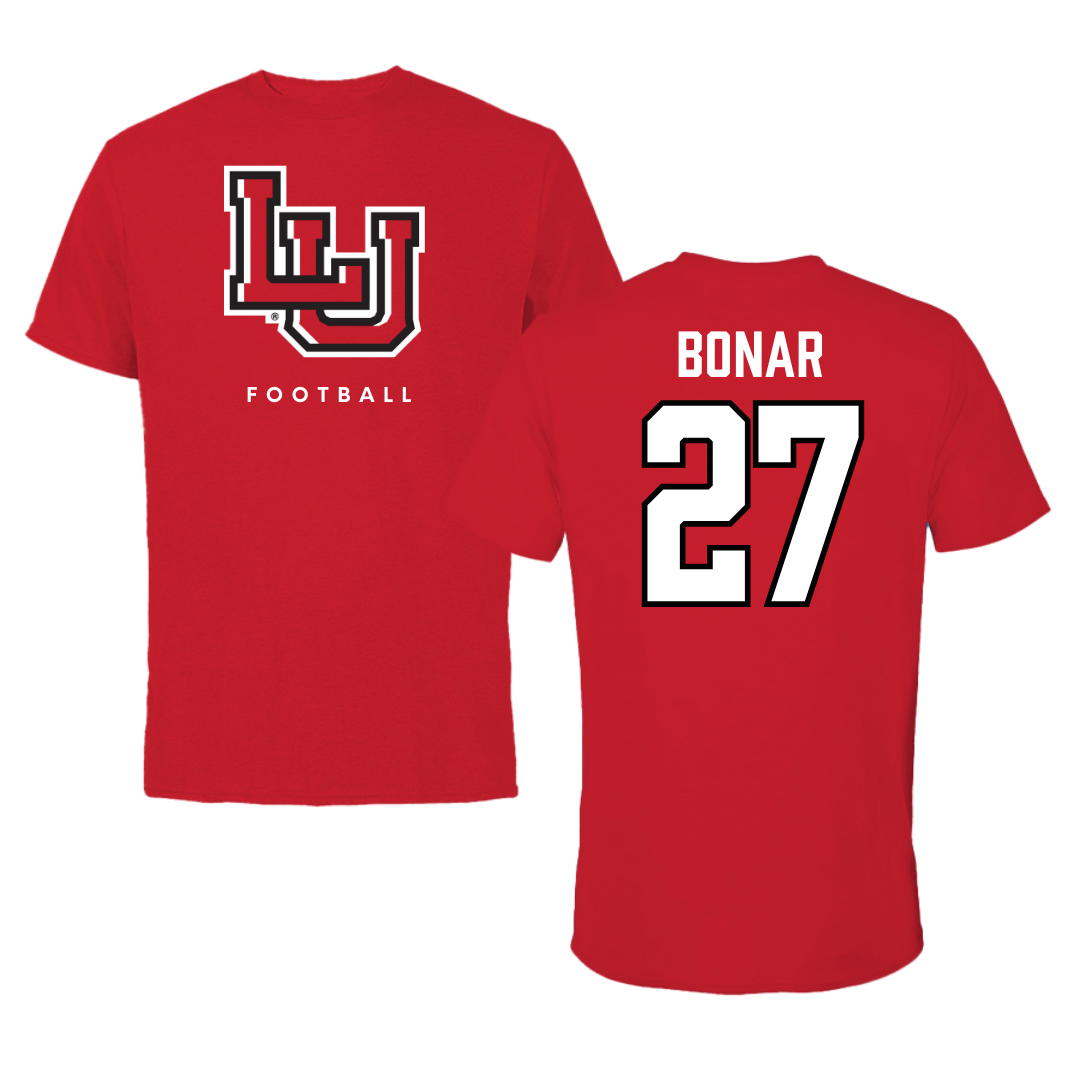 Lamar University Football Red Tee  - #27 Robert Bonar
