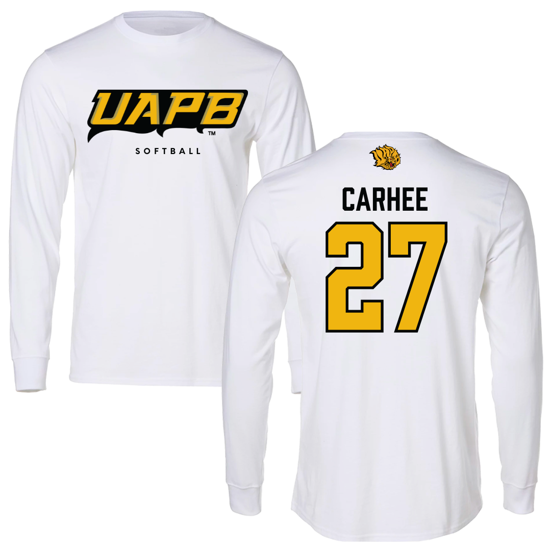 University of Arkansas-Pine Bluff Softball White Long Sleeve  - #27 Jada Carhee