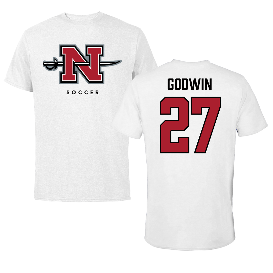 Nicholls State University Soccer White Tee  - #27 Emma Godwin
