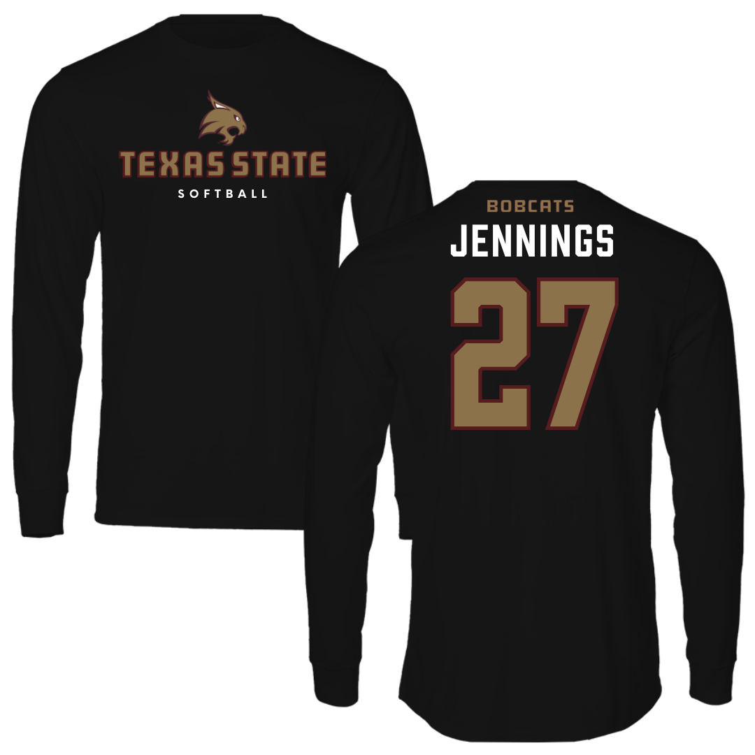 Texas State University Softball Black Long Sleeve  - #27 Abigail Jennings