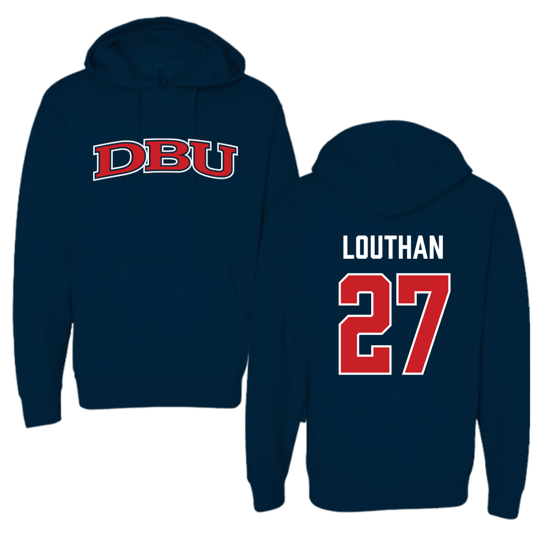 Dallas Baptist University Soccer Navy Hoodie  - #27 Anne Louthan