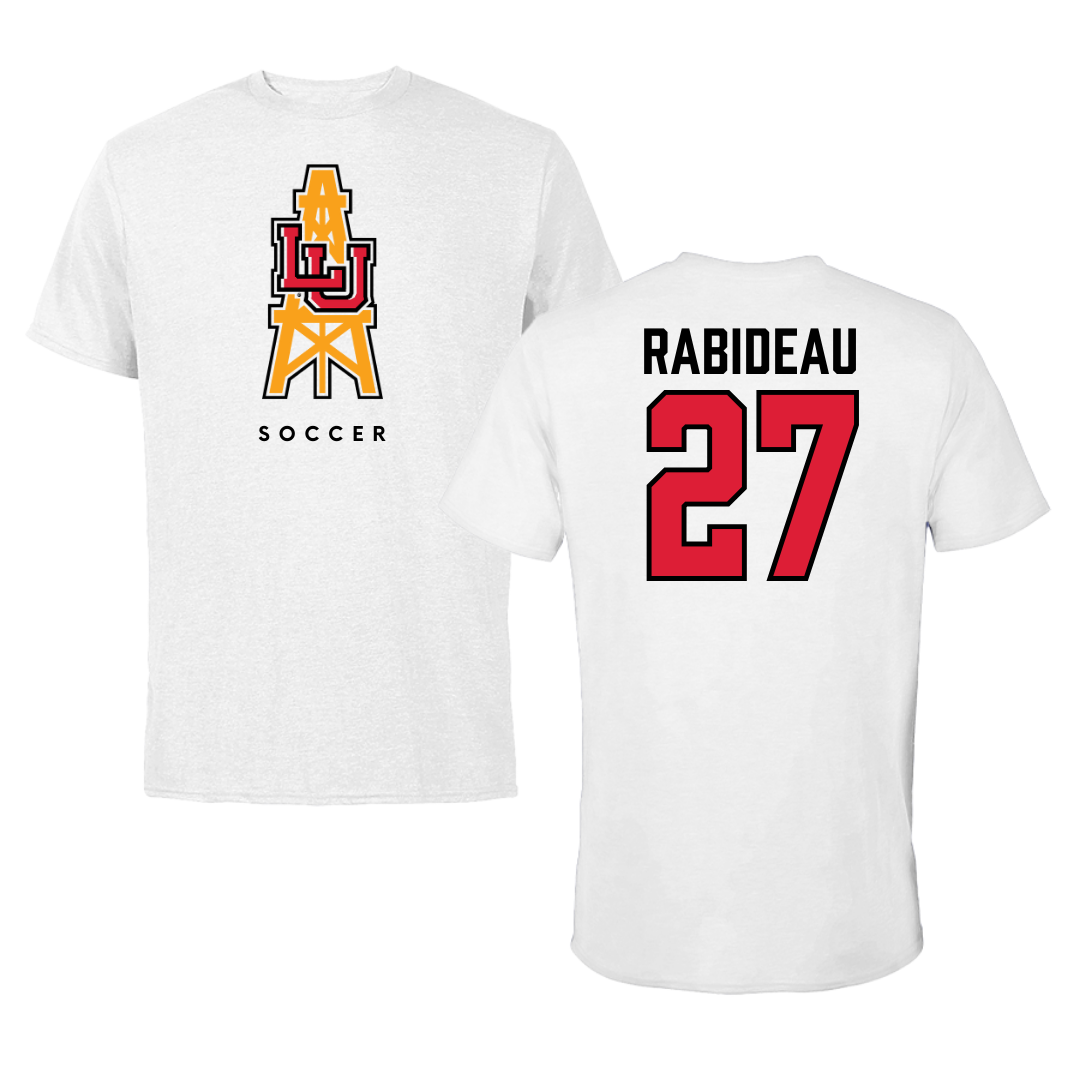 Lamar University Soccer White Tee  - #27 Madison Rabideau