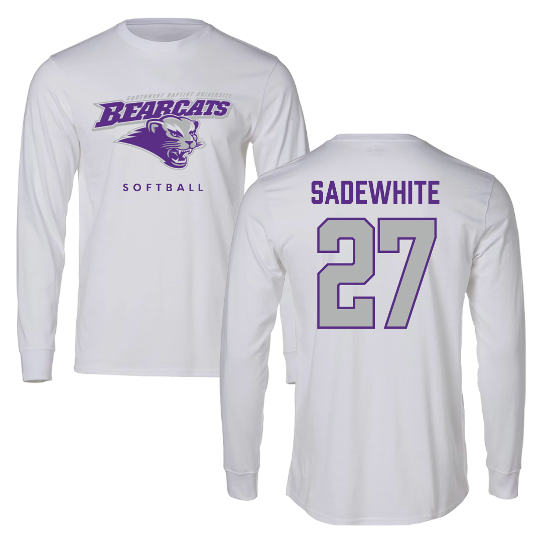Southwest Baptist University Softball White Long Sleeve  - #27 Lucy Sadewhite