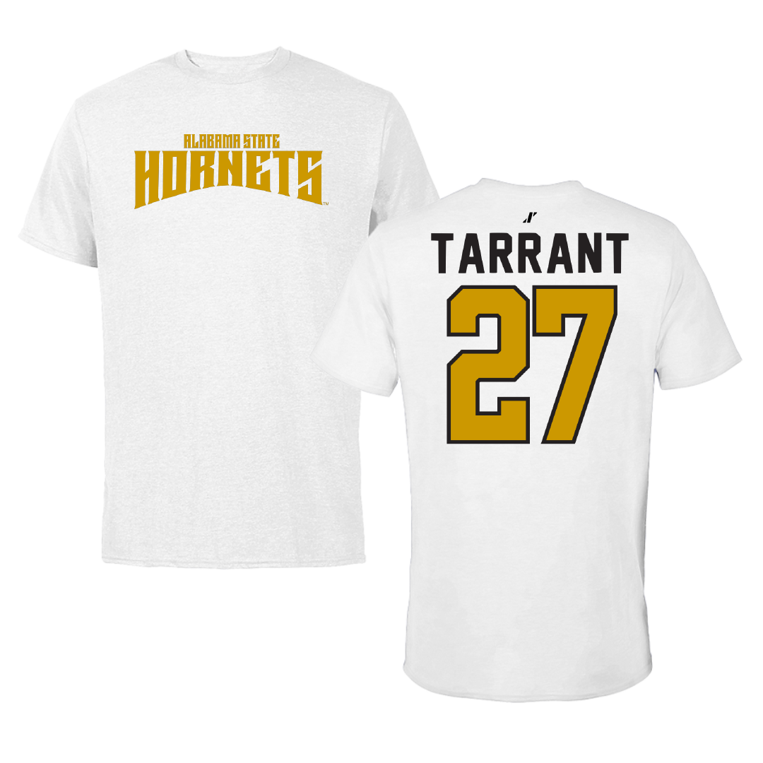 Alabama State University Football White Classic Performance Tee - #27 Eric Tarrant