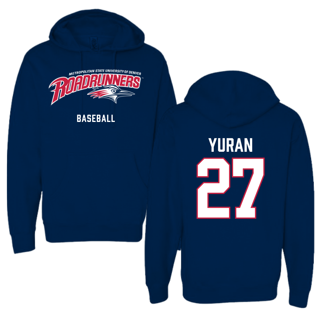 Metropolitan State University of Denver Baseball Navy Hoodie - #27 Cam Yuran