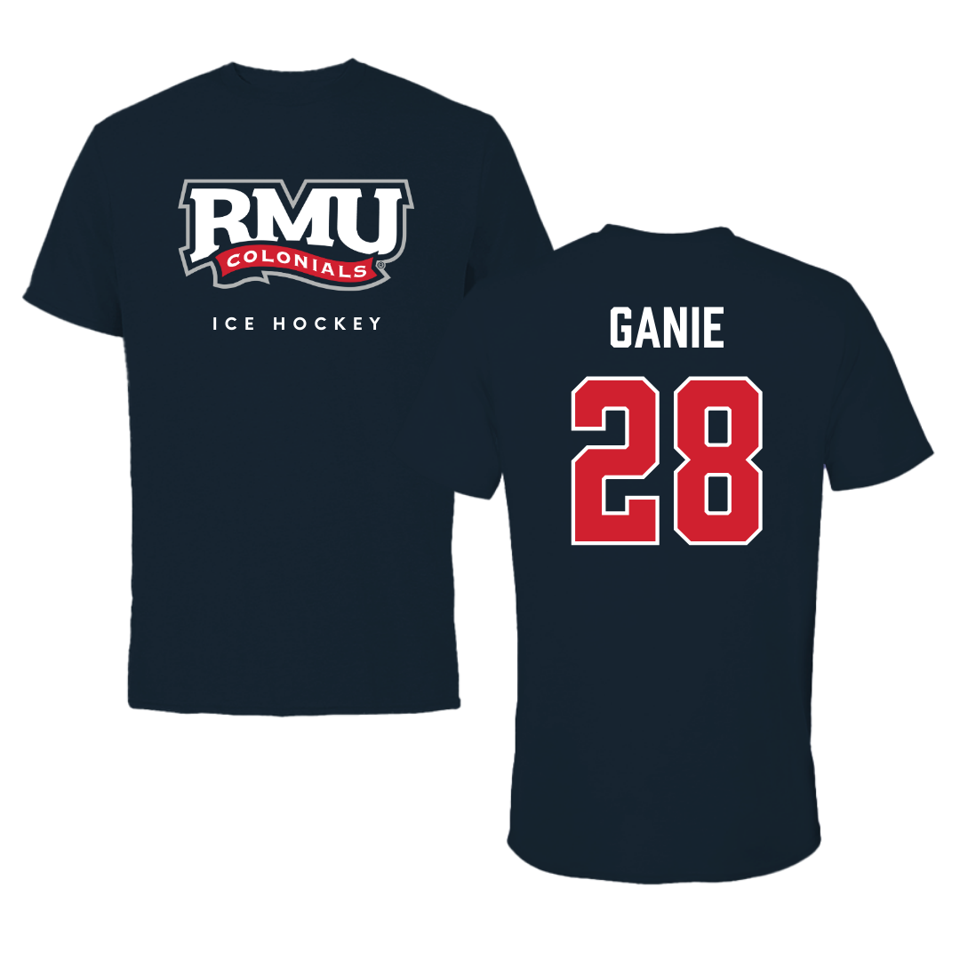 Robert Morris University Ice Hockey Navy Tee  - #28 Logan Ganie