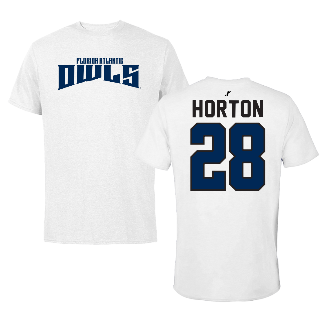 Florida Atlantic University Football White Classic Performance Tee - #28 Zyere Horton