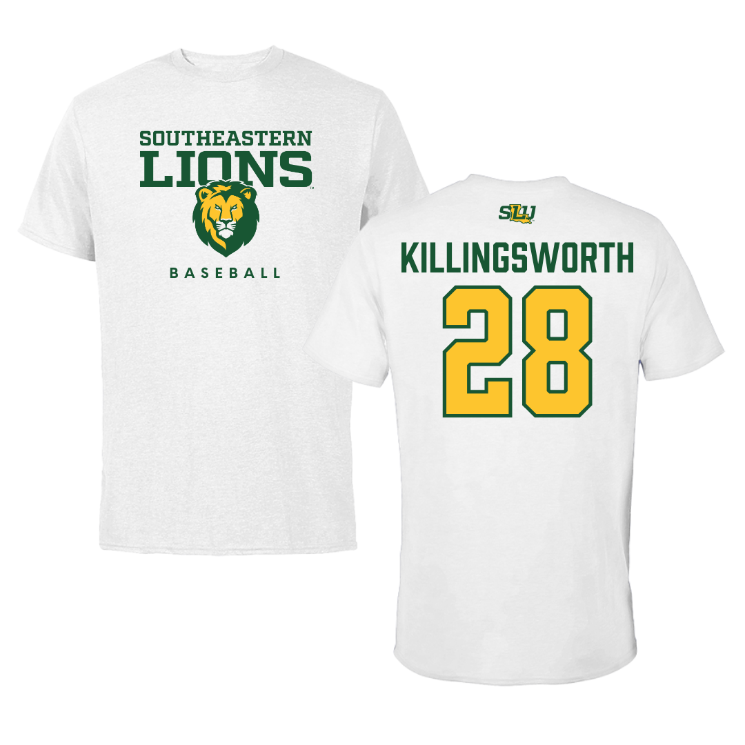 Southeastern Louisiana University Baseball White Tee  - #28 Jake Killingsworth
