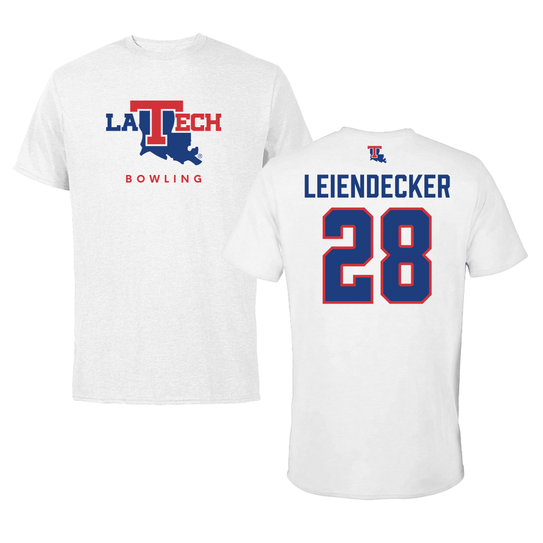 Louisiana Tech University Bowling White Tee  - #28 Abbie Leiendecker