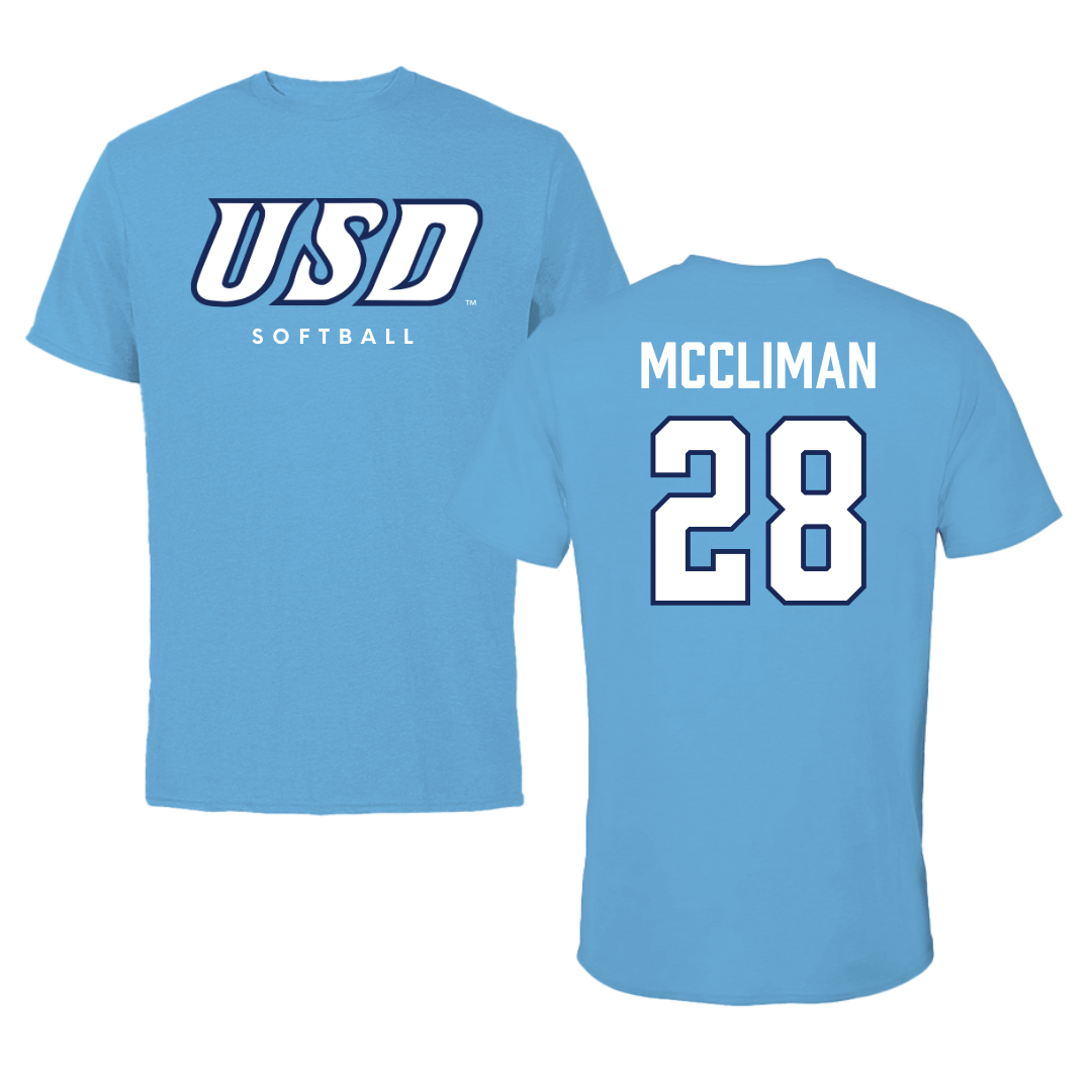 University of San Diego Softball Carolina Blue Tee  - #28 Natalie McCliman
