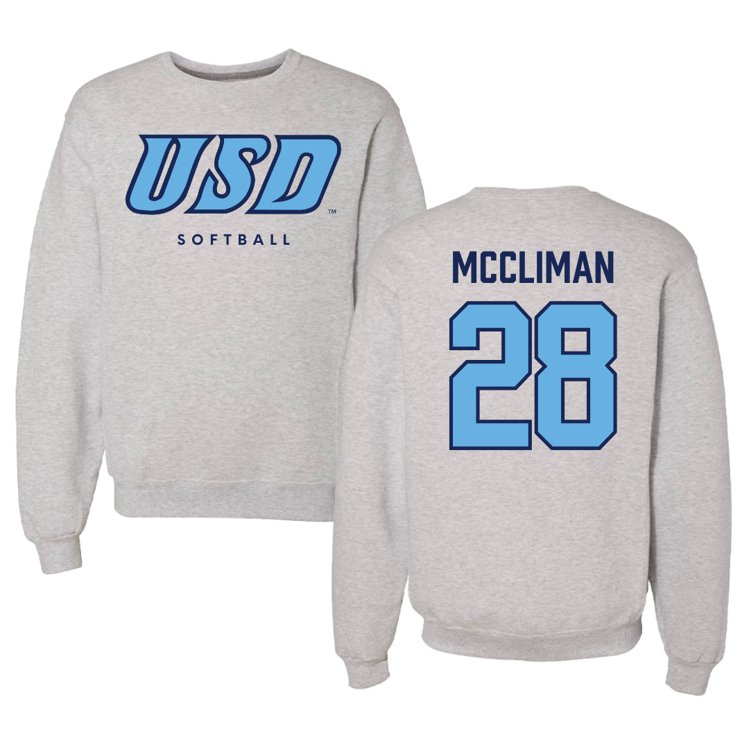 University of San Diego Softball Gray Crewneck  - #28 Natalie McCliman