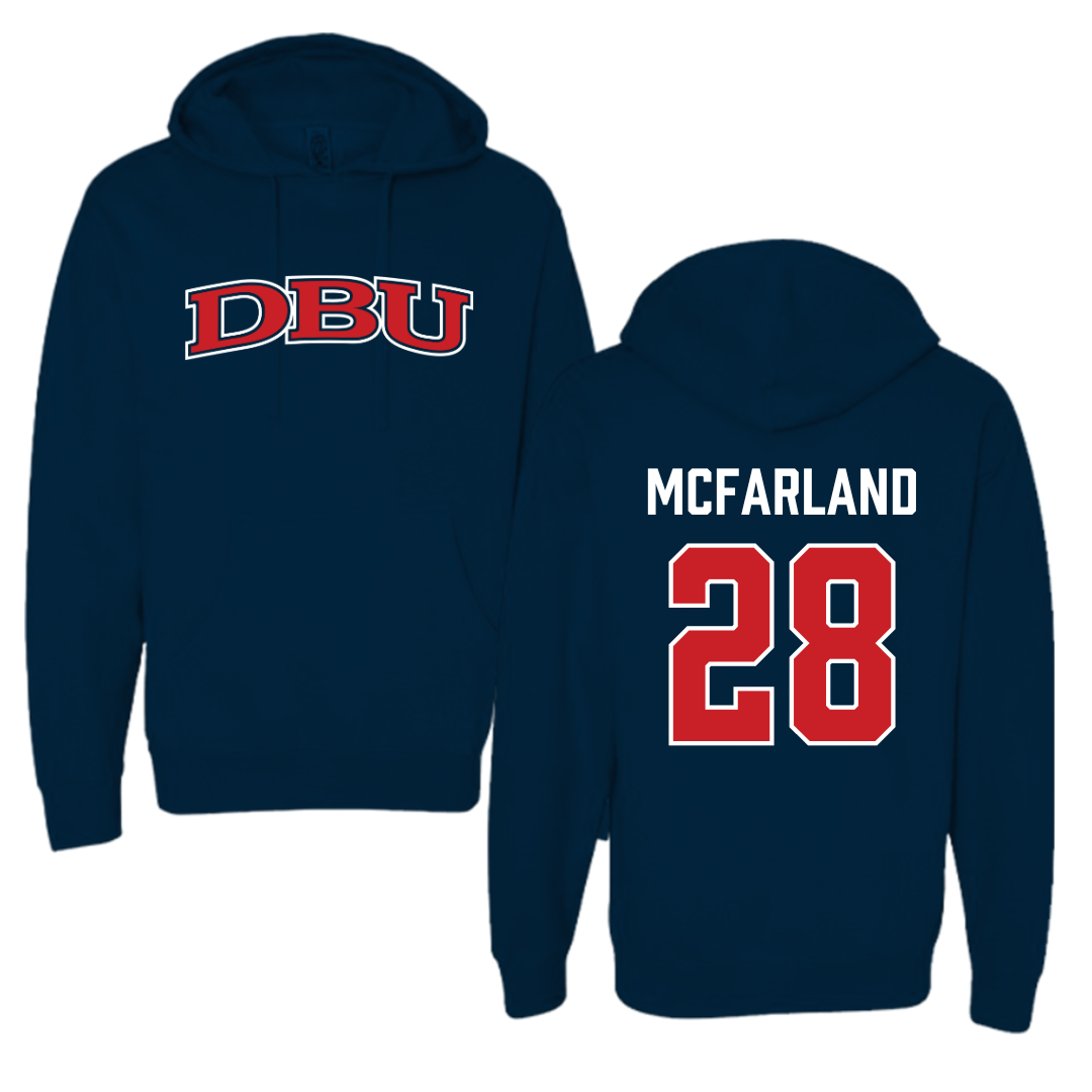 Dallas Baptist University Soccer Navy Hoodie  - #28 Riley McFarland