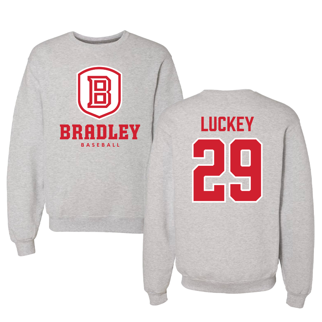 Bradley University Baseball Gray Crewneck - #29 Cole Luckey