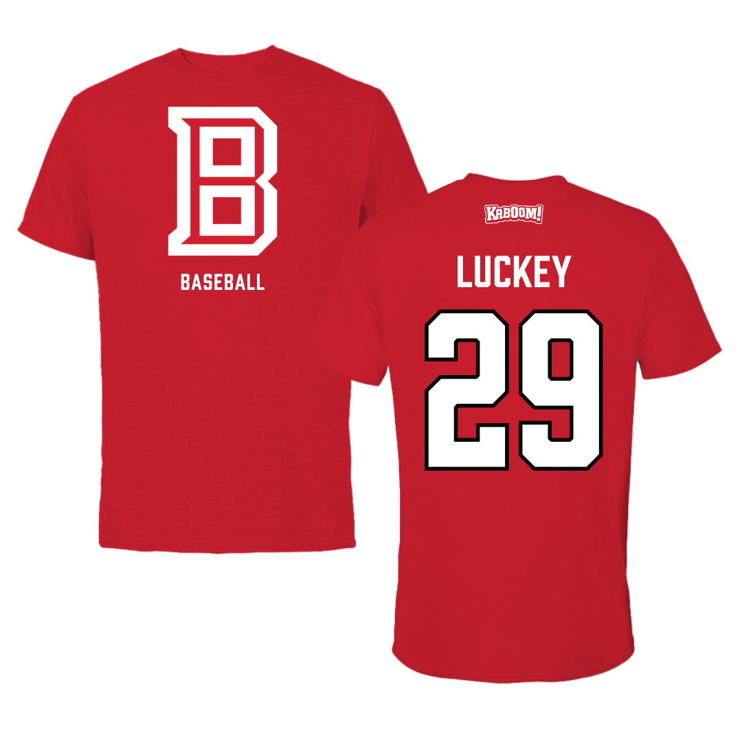 Bradley University Baseball Red Block Tee - #29 Cole Luckey