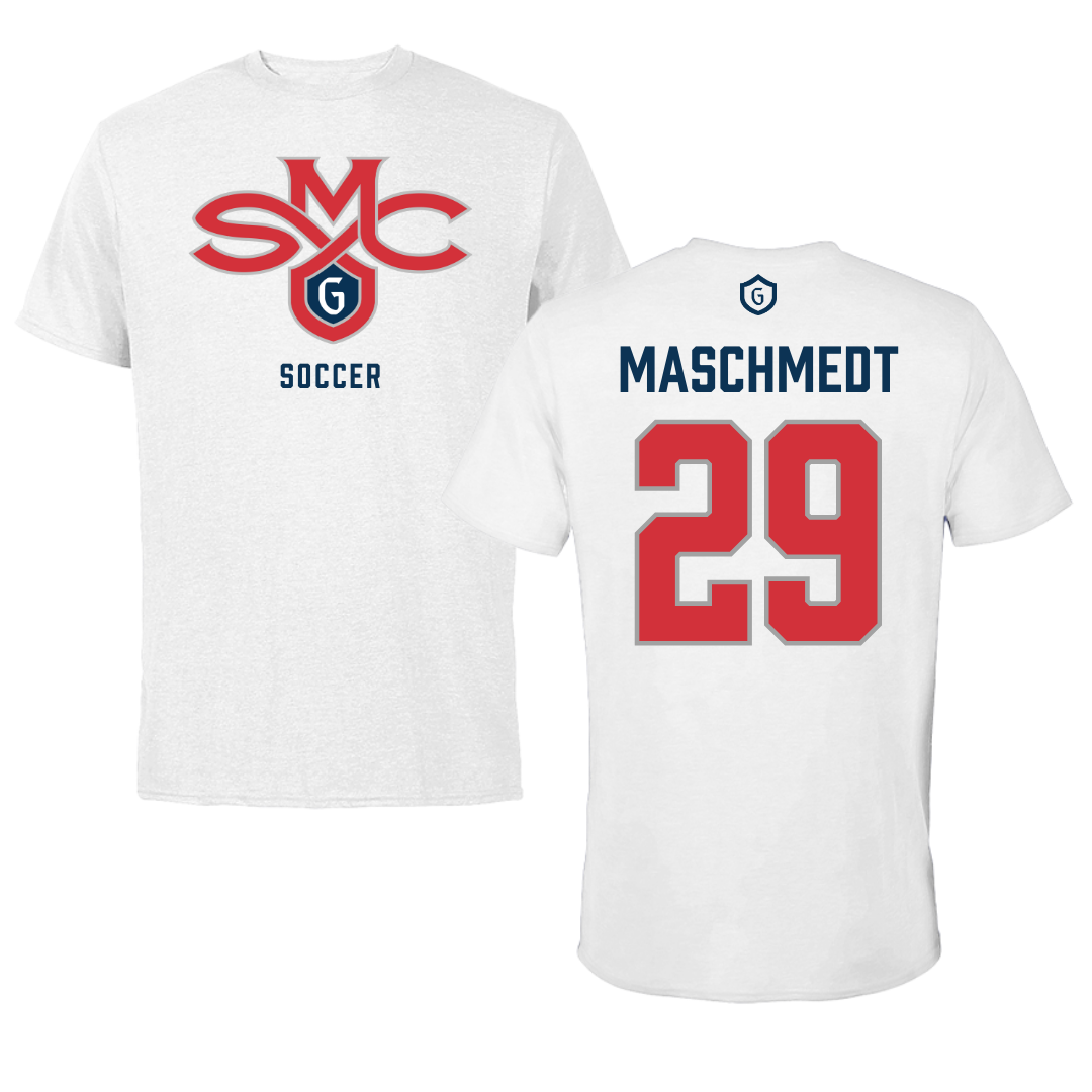 Saint Mary's College of California Soccer White Tee  - #29 Will Maschmedt