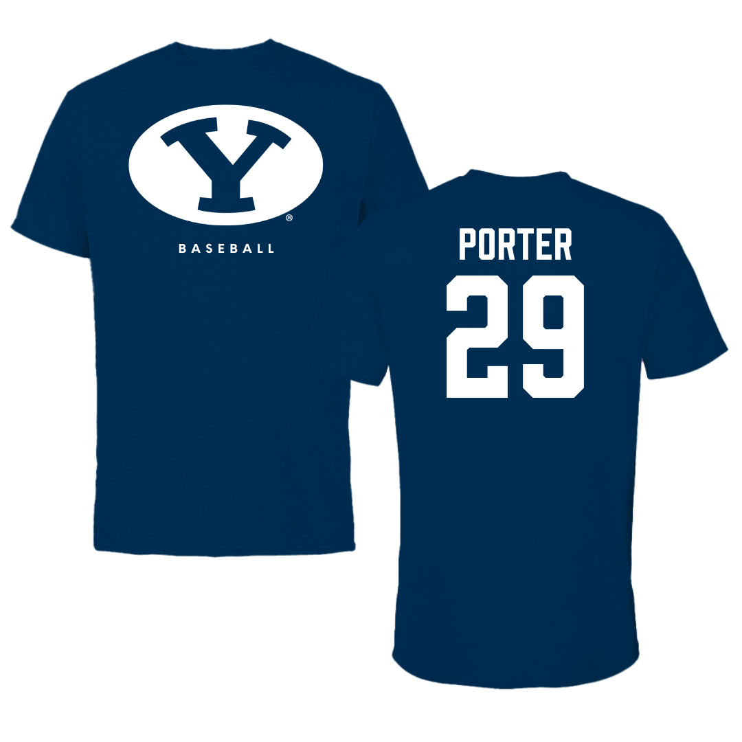 Brigham Young University Baseball Navy Tee  - #29 Jake Porter
