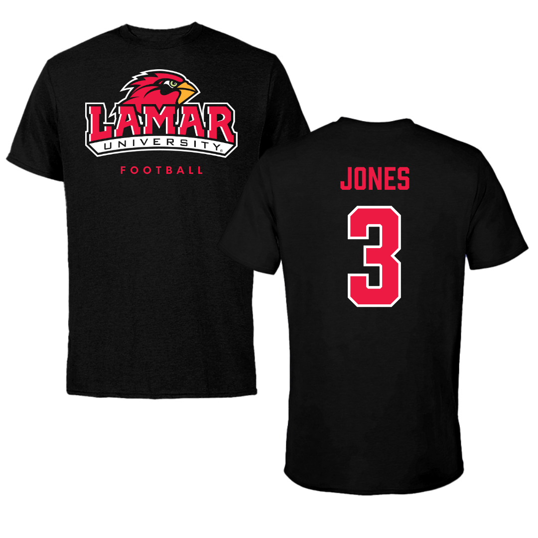 Lamar University Football Black Tee  - #3 Izaha Jones