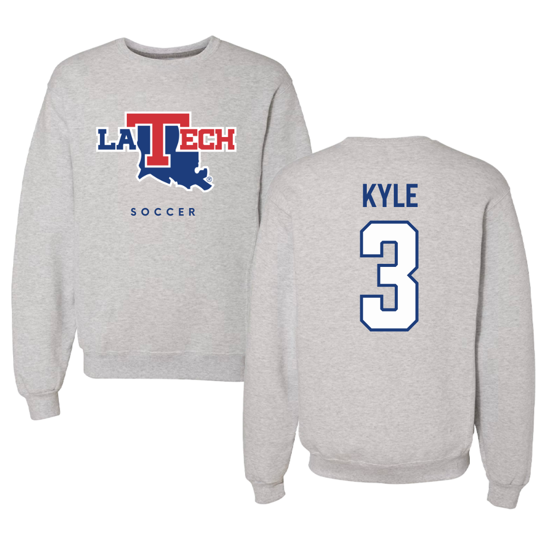 Louisiana Tech University Soccer Gray Crewneck  - #3 Avery Kyle