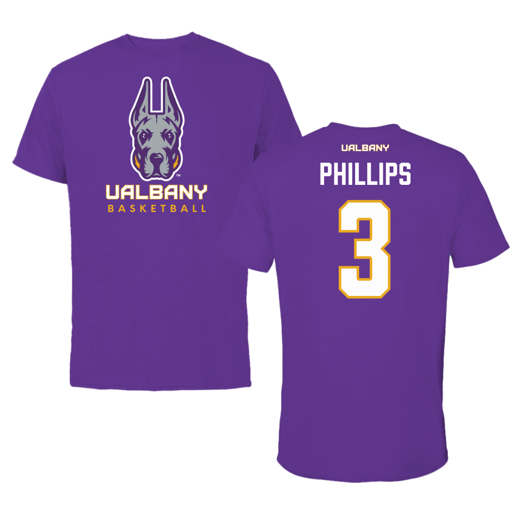 University at Albany Basketball Purple Tee  - #3 Lilly Phillips