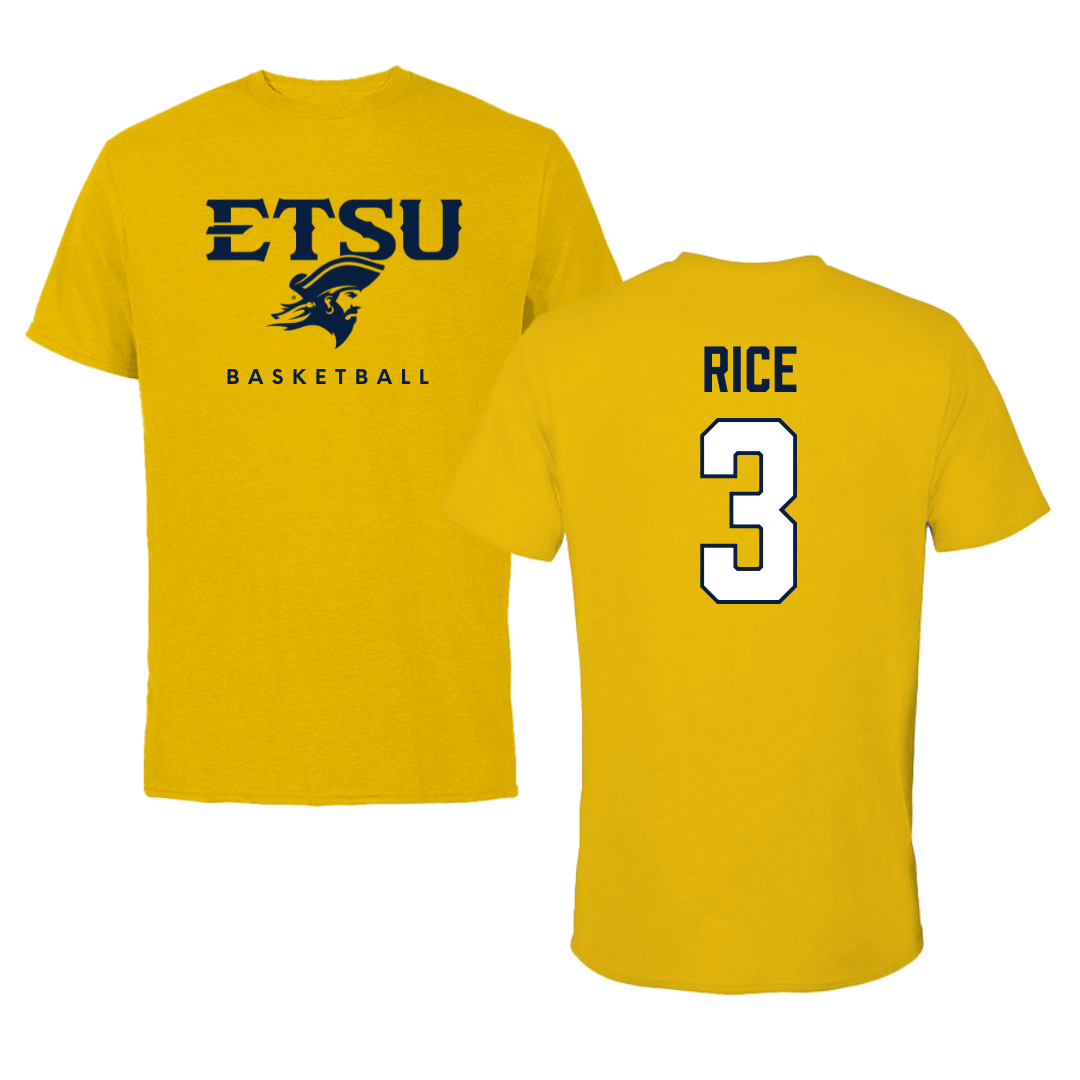 East Tennessee State University Basketball Gold Tee  - #3 Tyler Rice