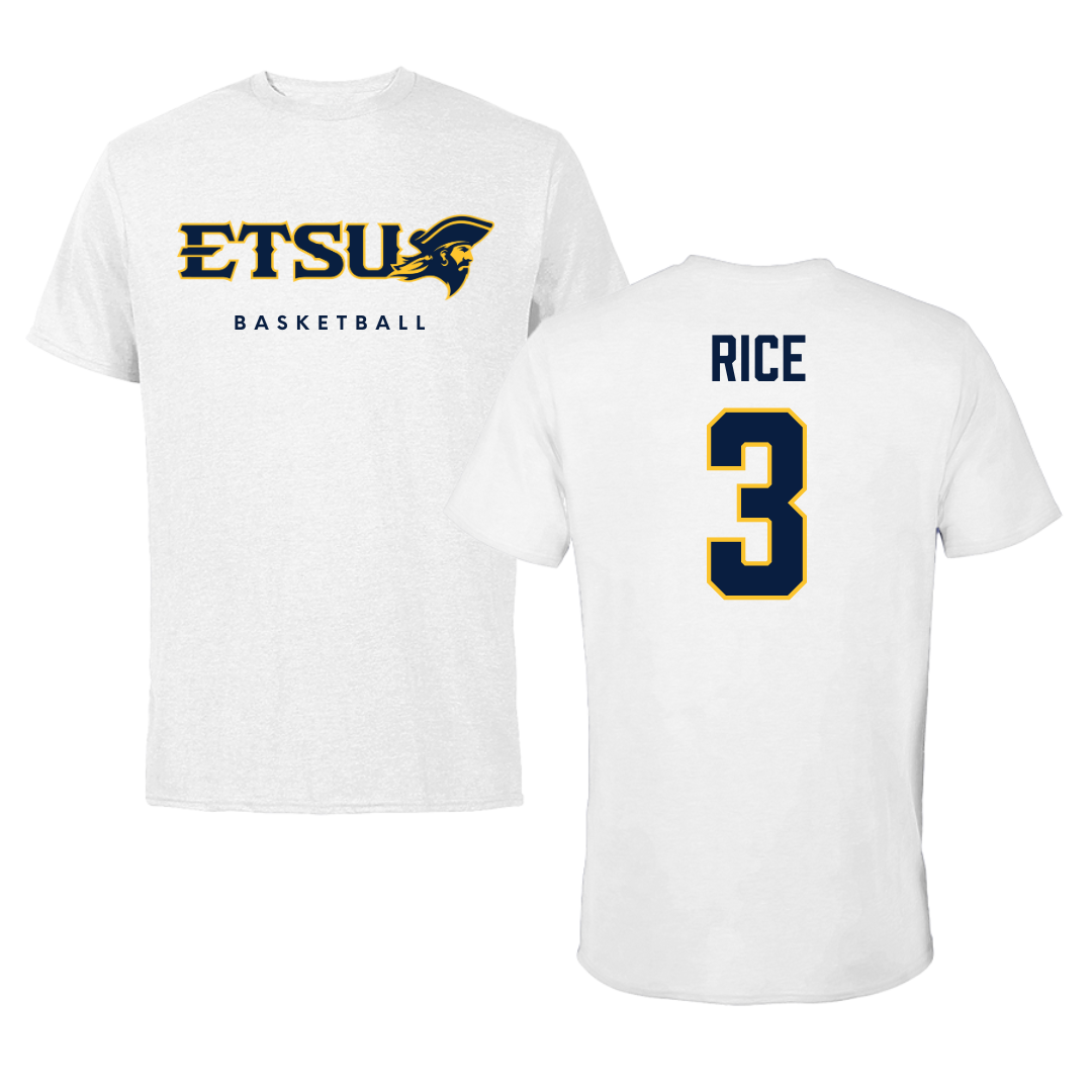East Tennessee State University Basketball White Tee  - #3 Tyler Rice