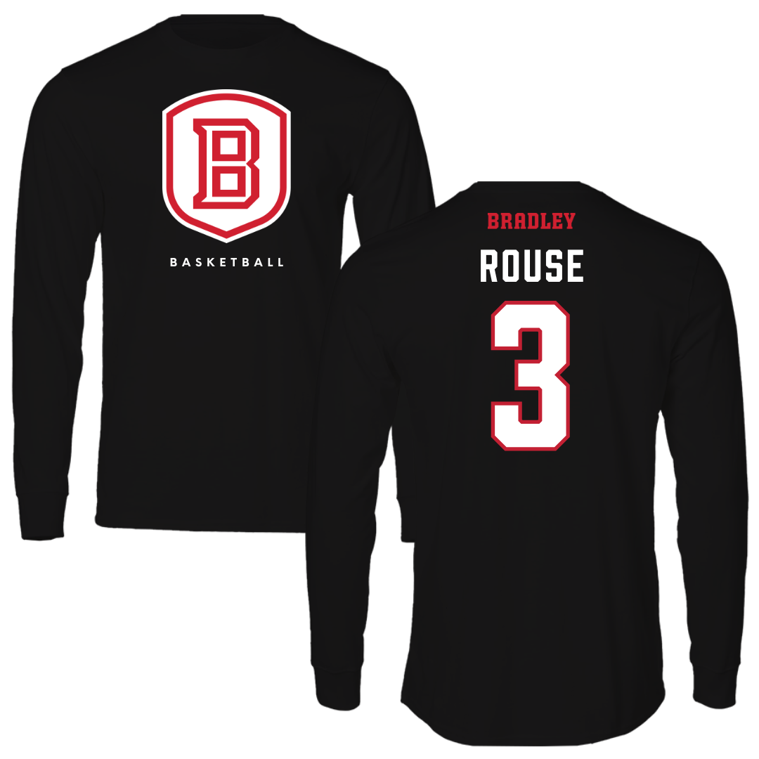Bradley University Basketball Black Shield Long Sleeve - #3 Alex Rouse