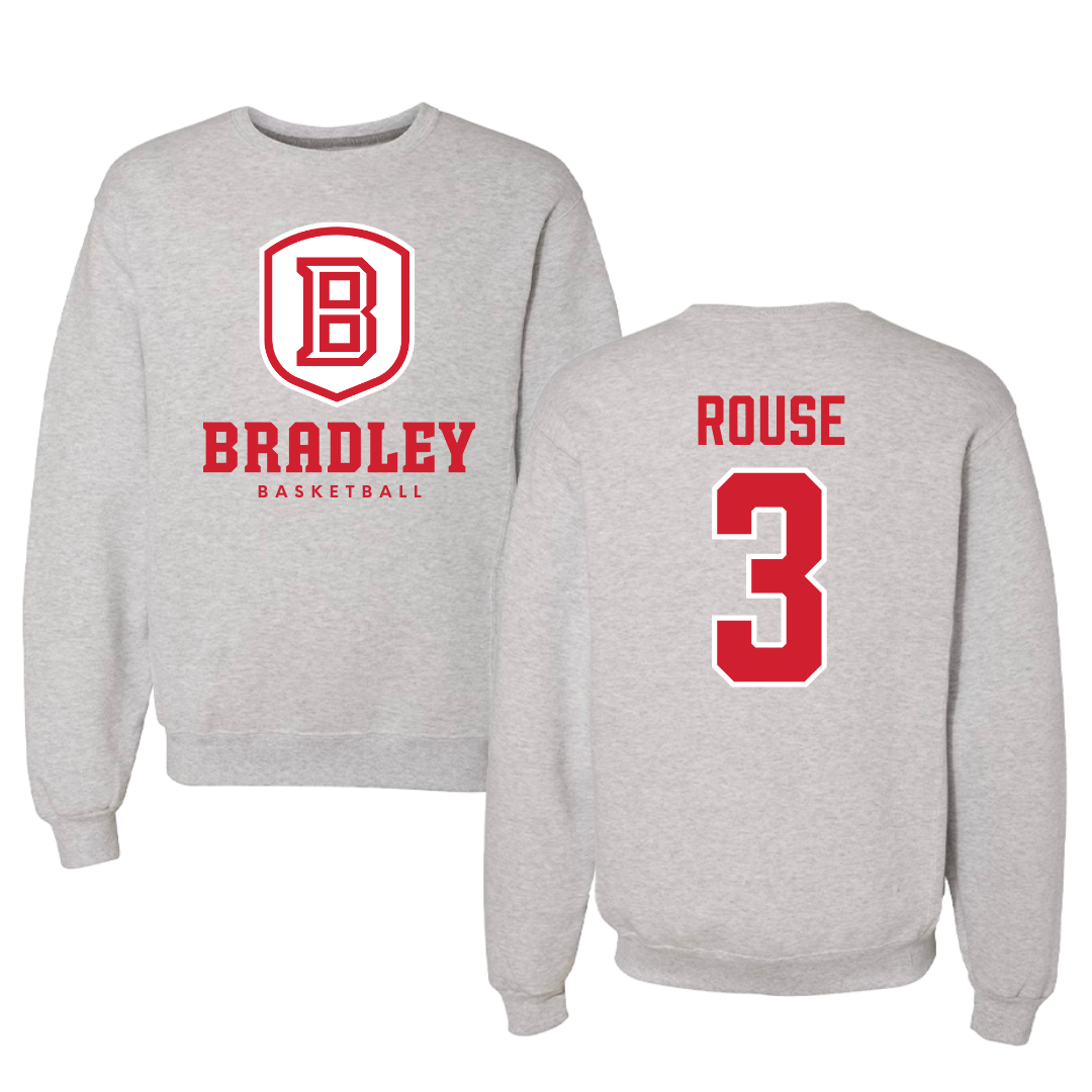 Bradley University Basketball Gray Crewneck - #3 Alex Rouse