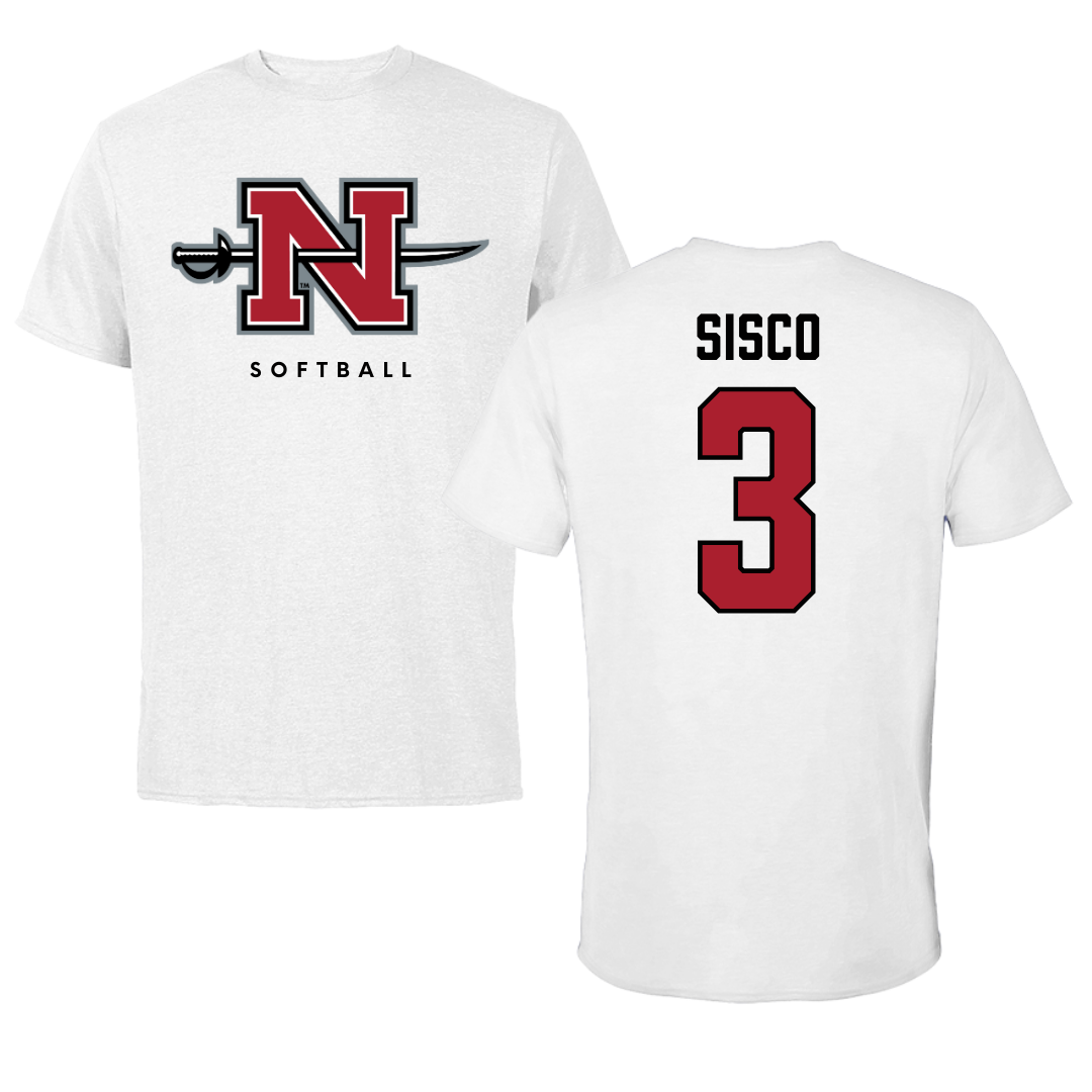 Nicholls State University Softball White Tee  - #3 Claire Sisco