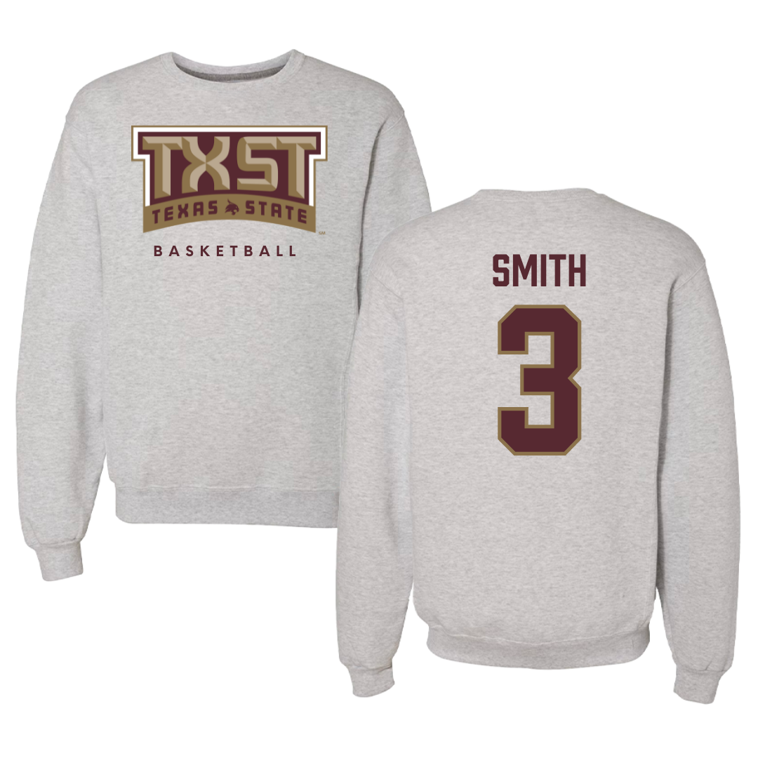 Texas State University Basketball Gray Crewneck  - #3 Crystal Smith