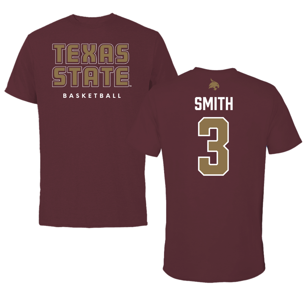 Texas State University Basketball Maroon Tee  - #3 Crystal Smith