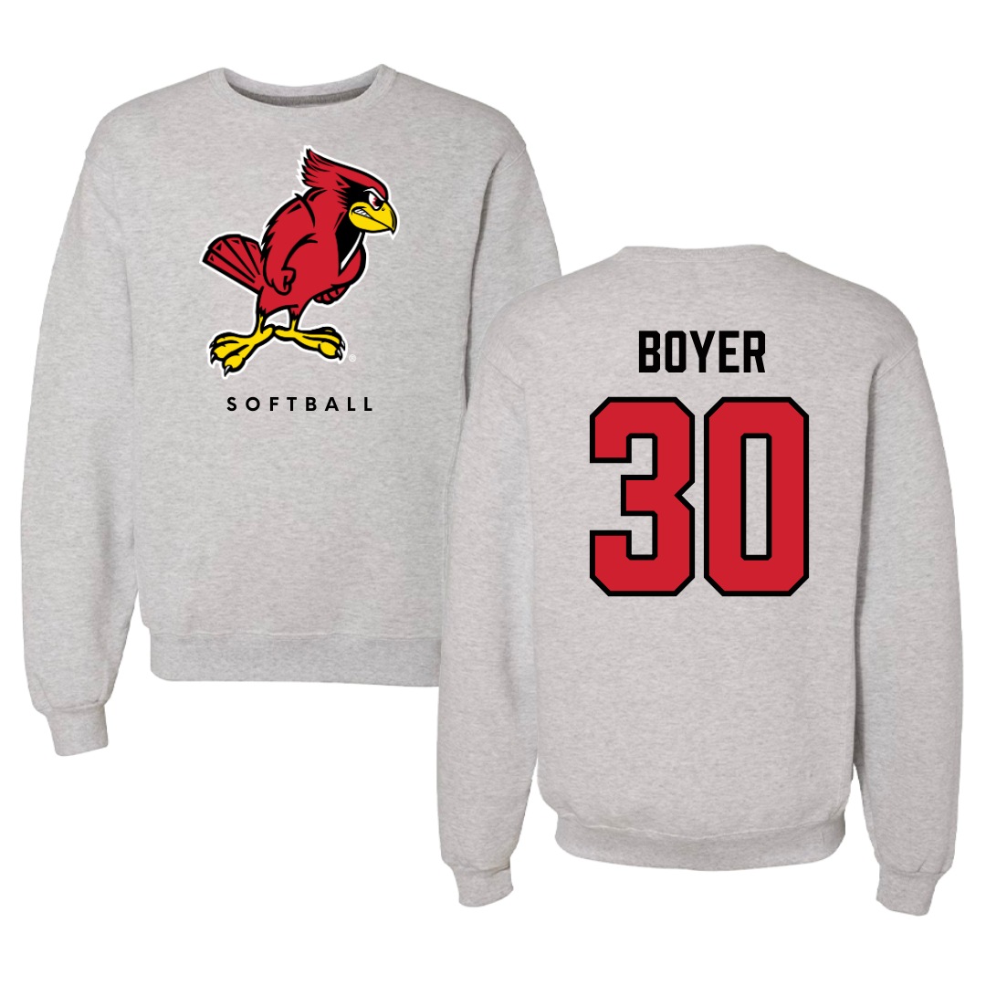 Illinois State University Softball Gray Crewneck  - #30 Ella Boyer