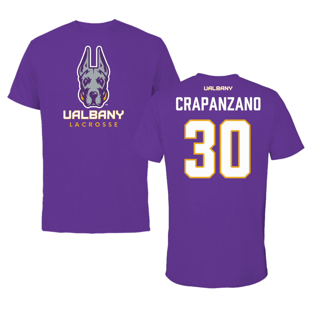 University at Albany Lacrosse Purple Tee  - #30 Christopher Crapanzano