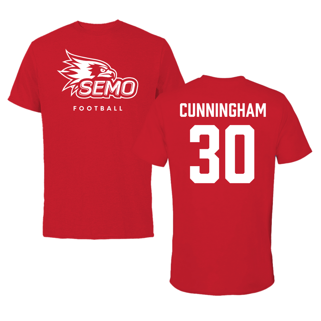 Southeast Missouri State University Football Red Tee  - #30 Judd Cunningham