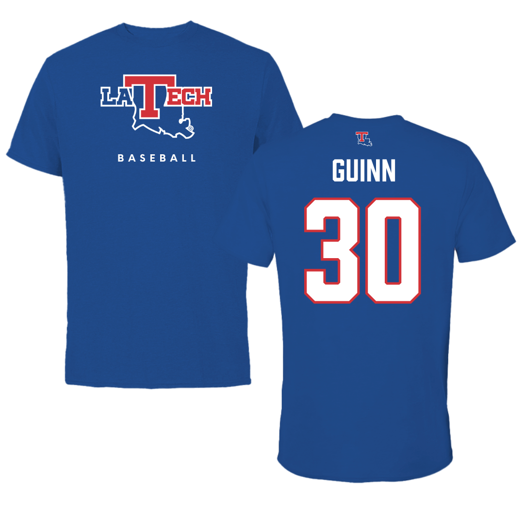 Louisiana Tech University Baseball True Royal Tee  - #30 Hutson Guinn