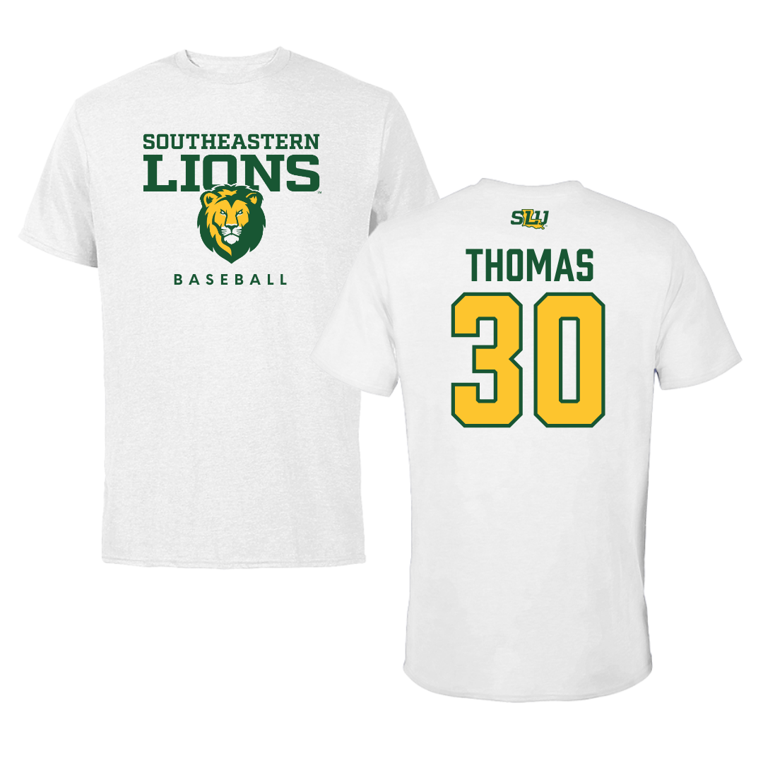 Southeastern Louisiana University Baseball White Tee  - #30 Shea Thomas