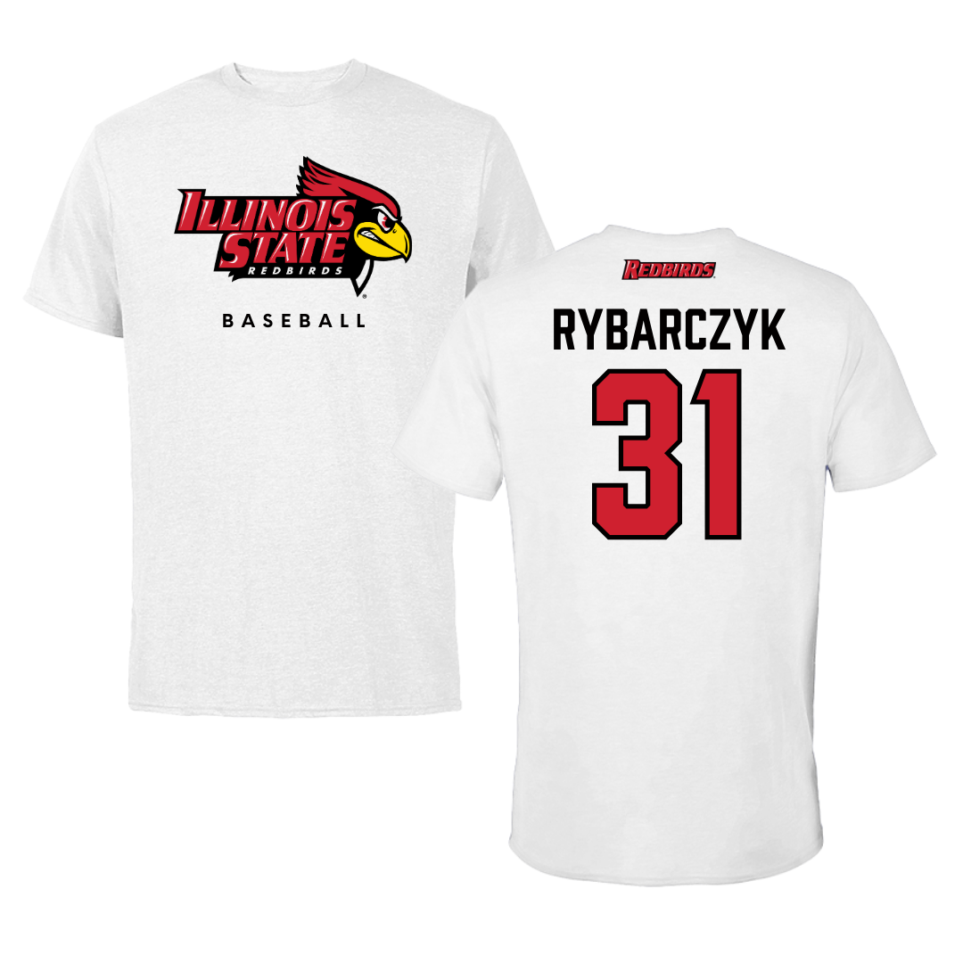 Illinois State University Baseball White Tee  - #31 Trez Rybarczyk