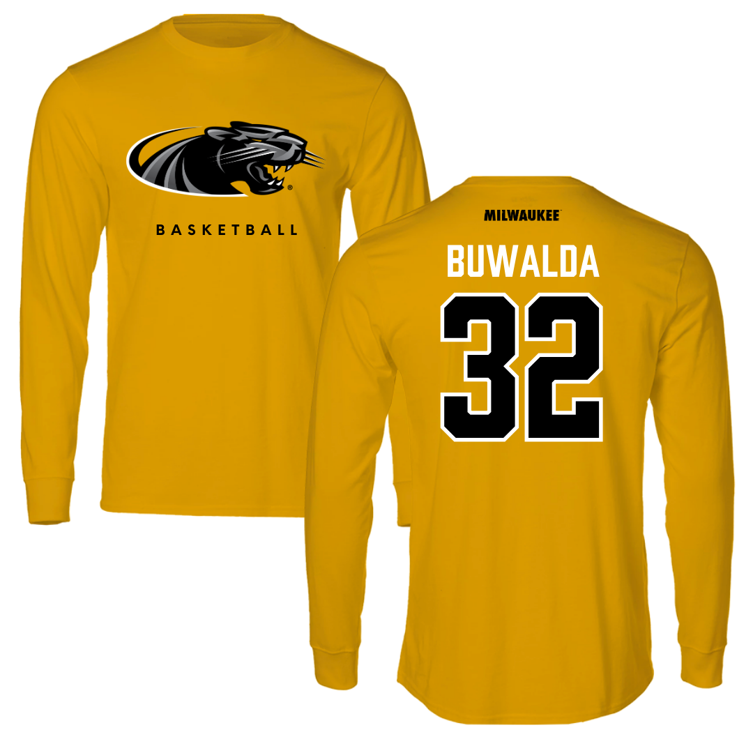 University of Wisconsin-Milwaukee Basketball Gold Long Sleeve  - #32 Jorey Buwalda