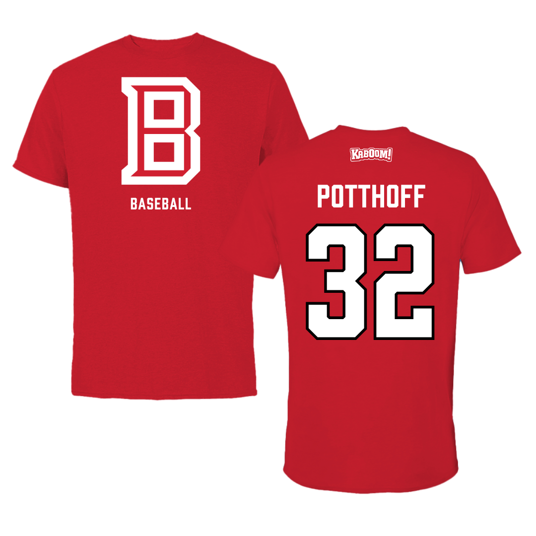 Bradley University Baseball Red Block Tee - #32 Anthony Potthoff