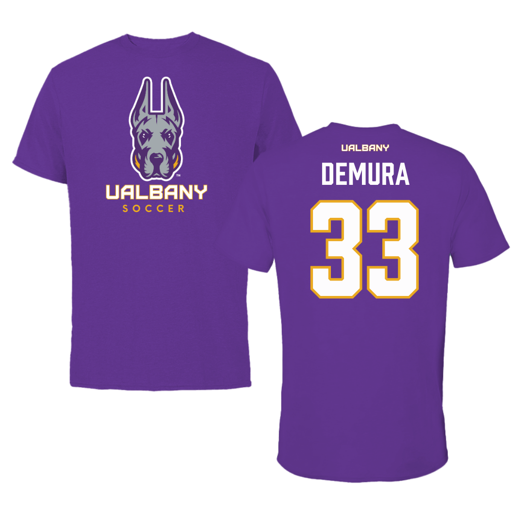 University at Albany Soccer Purple Tee  - #33 Sophia DeMura
