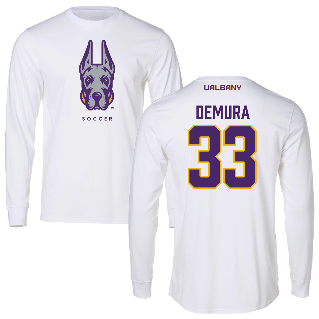 University at Albany Soccer White Long Sleeve  - #33 Sophia DeMura