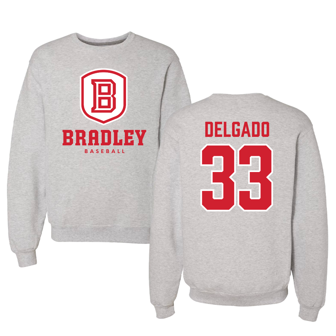 Bradley University Baseball Gray Crewneck - #33 Logan Delgado