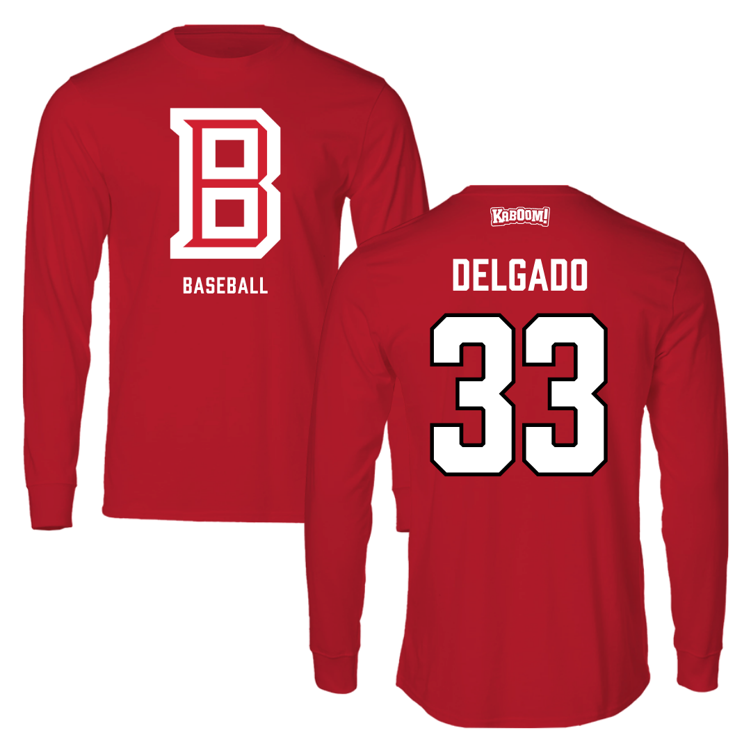 Bradley University Baseball Red Long Sleeve  - #33 Logan Delgado