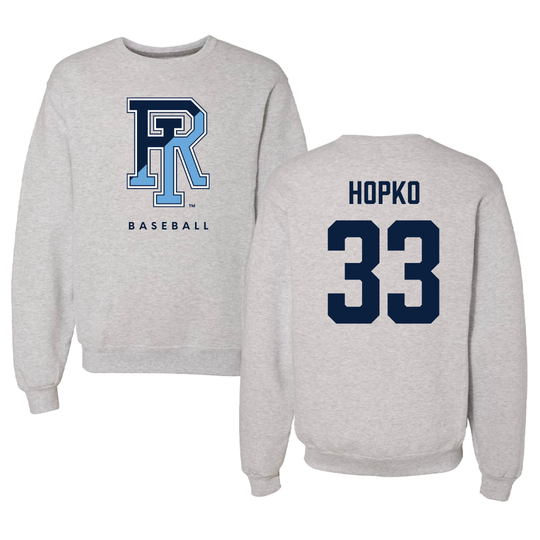 University of Rhode Island Baseball Gray Crewneck  - #33 Jack Hopko