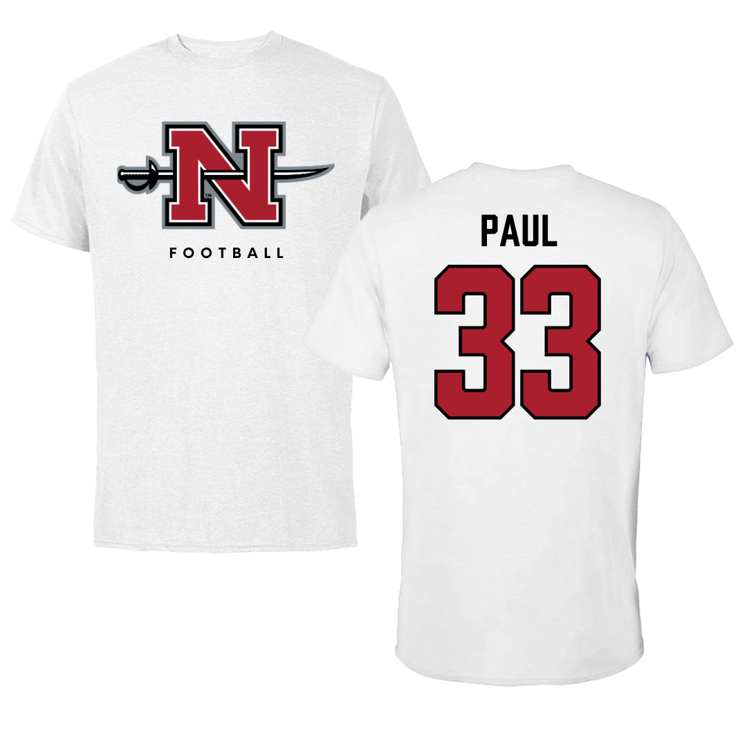 Nicholls State University Football White Tee  - #33 Kyler Paul