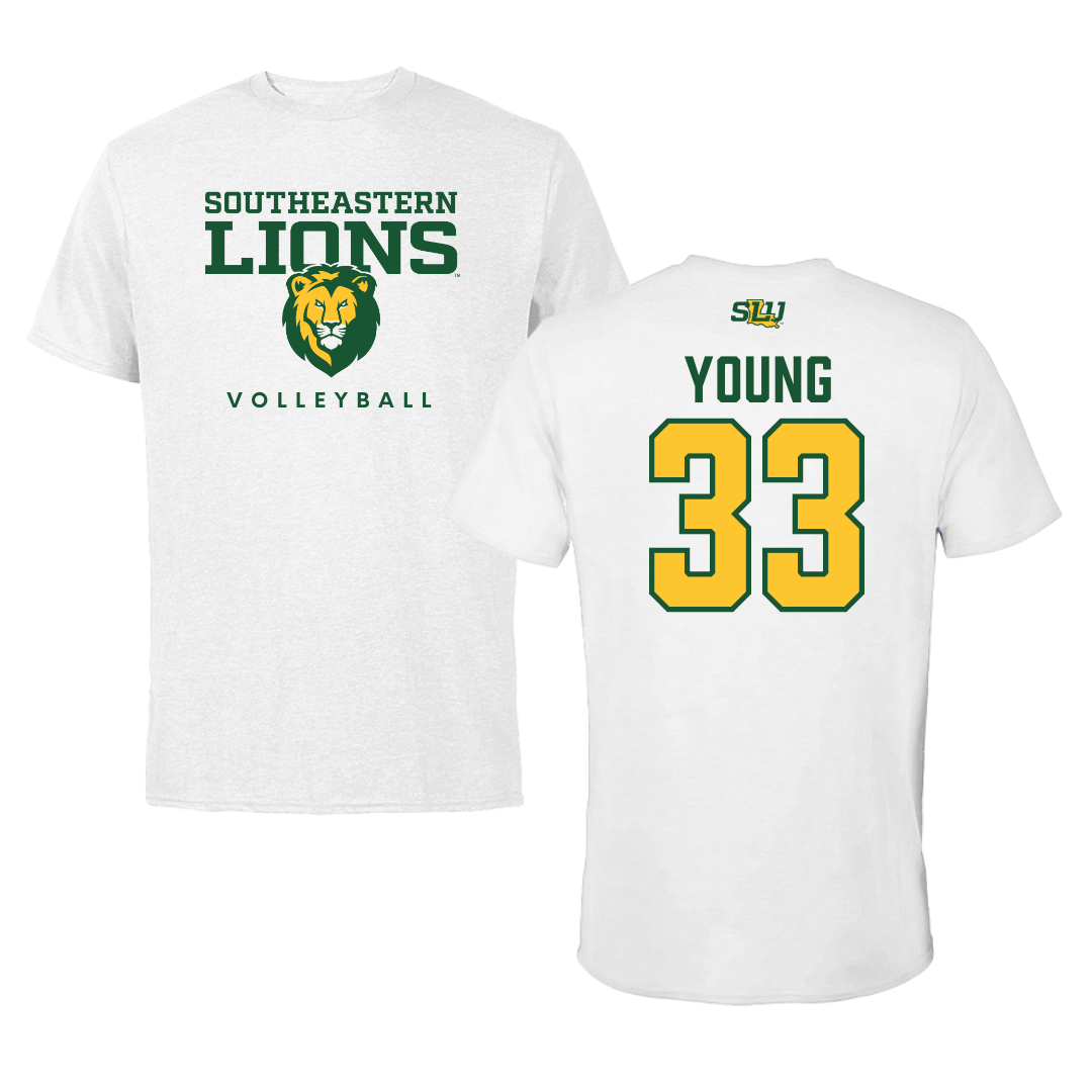Southeastern Louisiana University Volleyball White Tee  - #33 Carissa Young