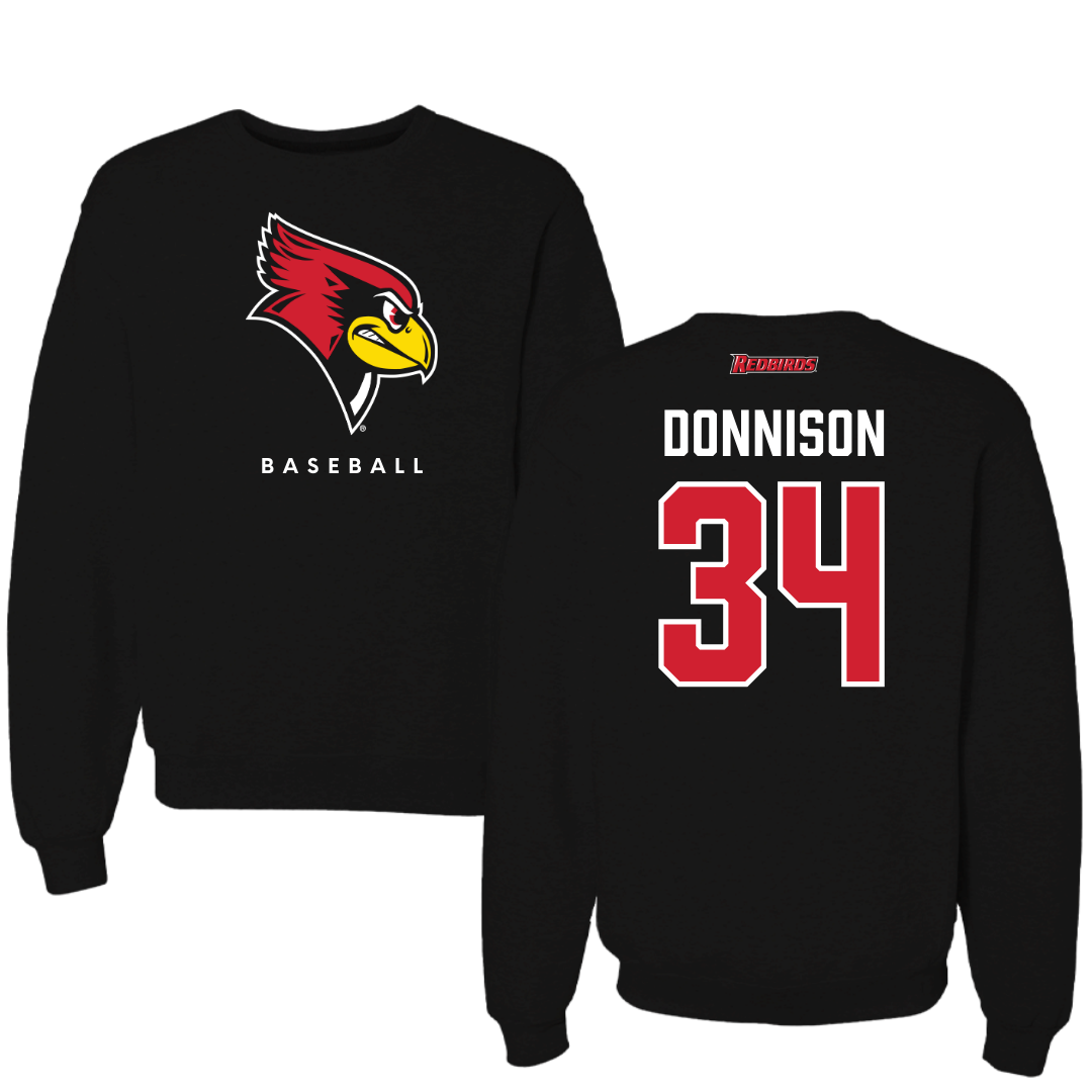 Illinois State University Baseball Black Mascot Crewneck  - #34 Matthew Donnison