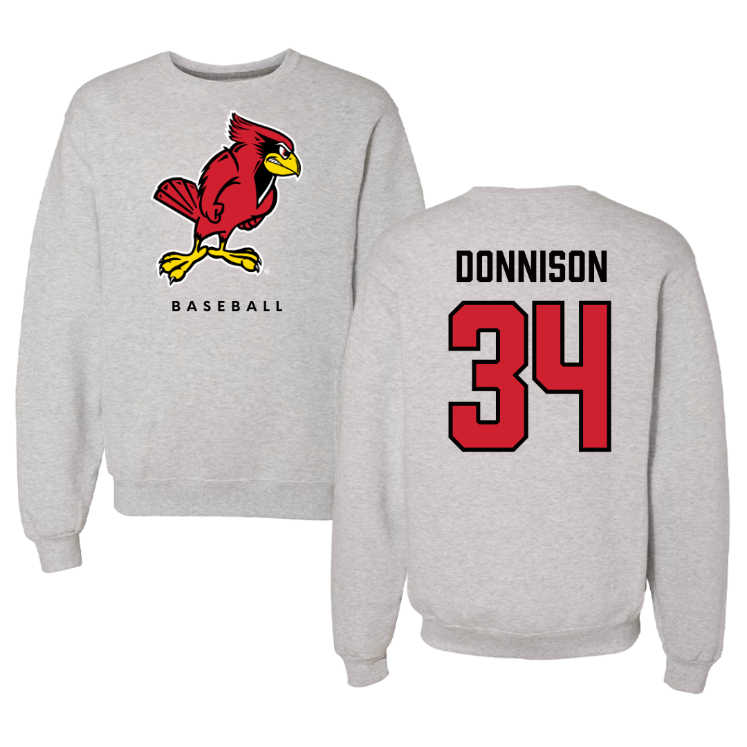 Illinois State University Baseball Gray Crewneck  - #34 Matthew Donnison