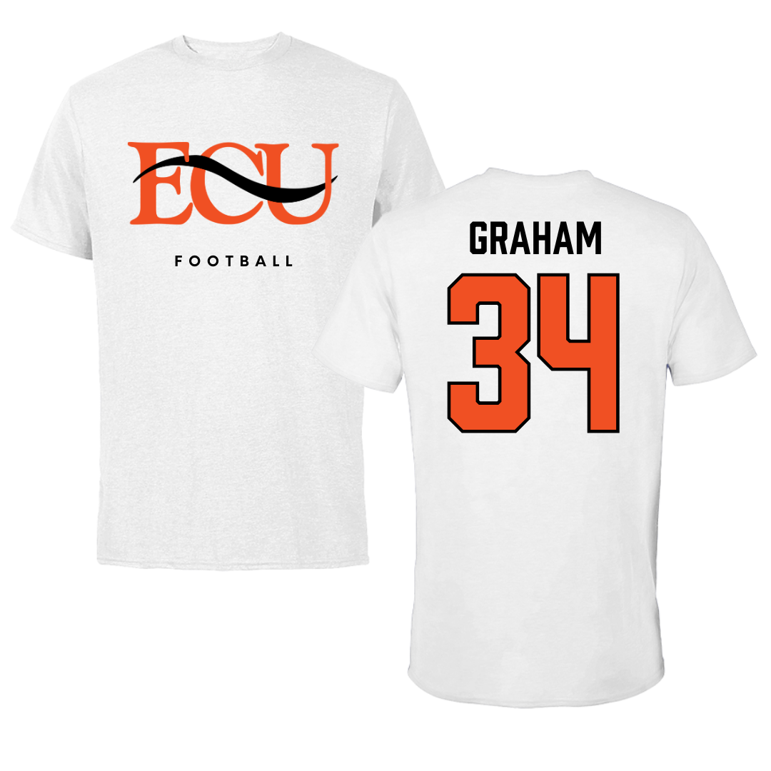 East Central University Football White Tee  - #34 Joshua Graham
