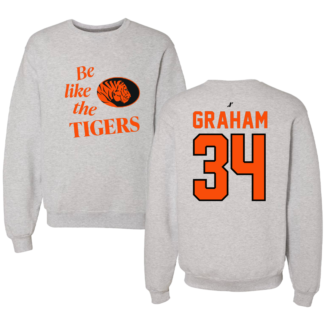East Central University Football Light Gray Be Like Us Crewneck - #34 Joshua Graham
